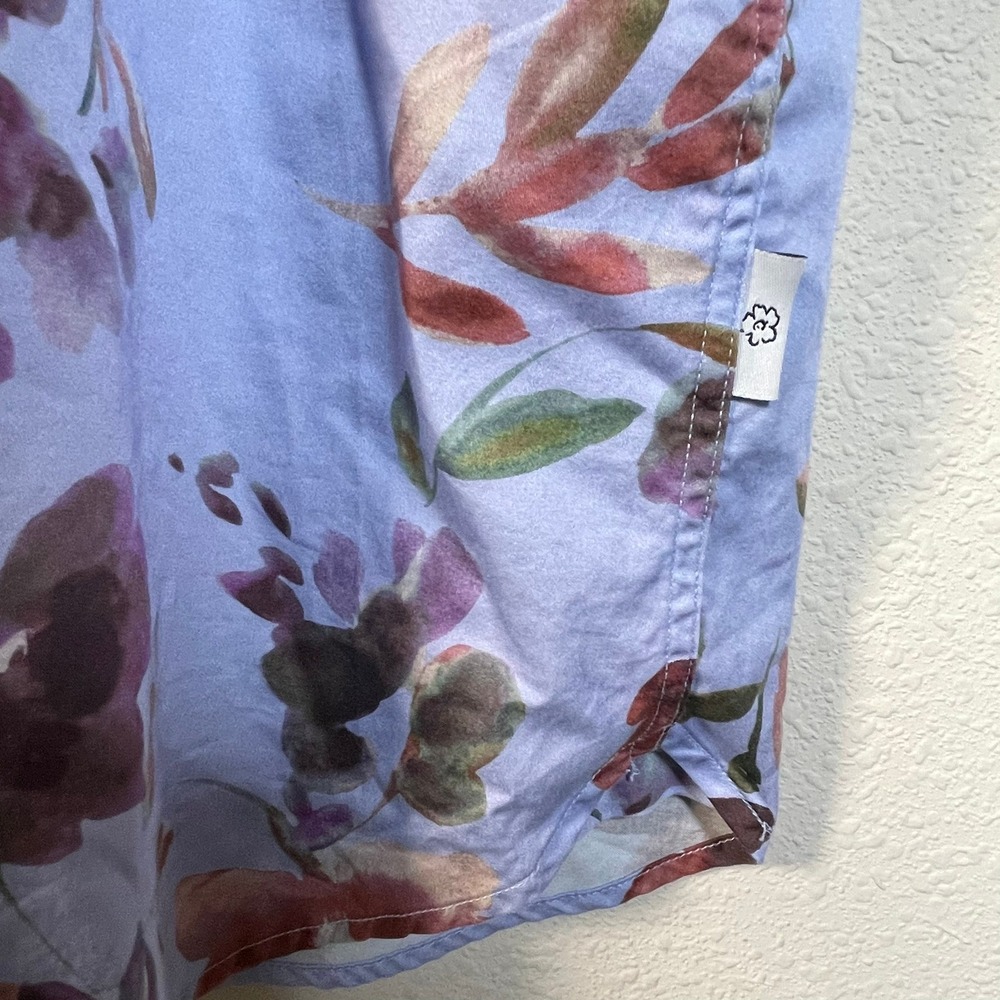 Ted Baker London Floral Camp Shirt Men 7 3XL Blue Watercolor Cotton Short Sleeve - Picture 3 of 8
